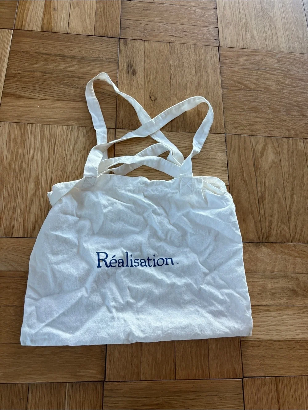 Realisation Par White Canvas Tote with Navy Logo - Picture 2 of 2
